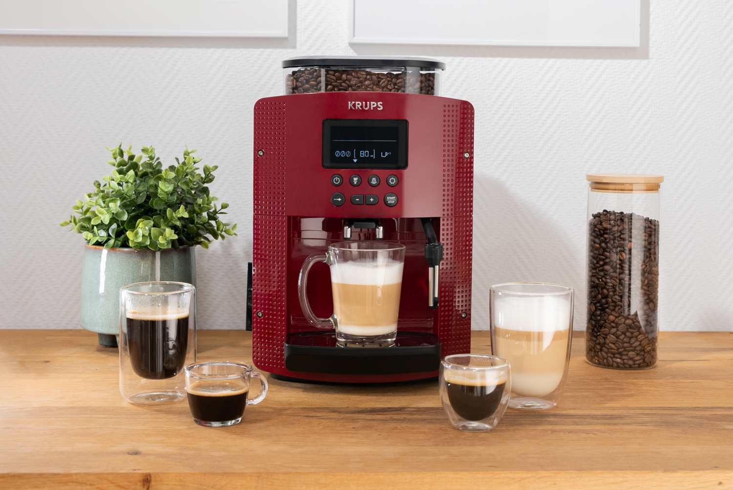 Krups Essential Pisa Kaffeevollautomat, Milchdüse, individuelle Dosierung, LC Display, einfache Reinigung »EA81PO«