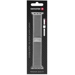 Swissten Mesh band for apple watch 38-40 mm silver (38 mm, 40 mm, Edelstahl), Uhrenarmband, Silber