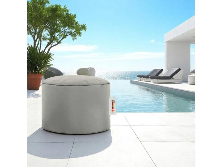Pouf d'extérieur rond imperméable ARTA - Gris