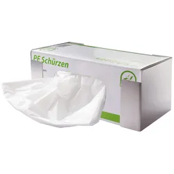 Set aus Edelstahlspender und 100 PE-Einwegschürzen in Spenderbox