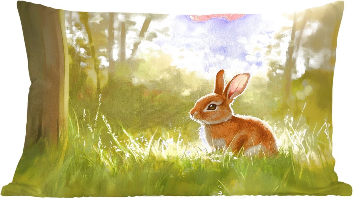 Sierkussen Konijn Zonlicht Bos - 50 x 30 cm
