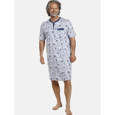 Pyjama JAN VANDERSTORM "Nachthemd UNNI", Herren, Gr. XXL, blau (blau gemustert), Obermaterial: 100% Baumwolle CO., Homewear-Sets Pyjama