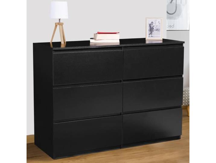 IDMARKET Commode 6 tiroirs TOMI 110 cm bois noir