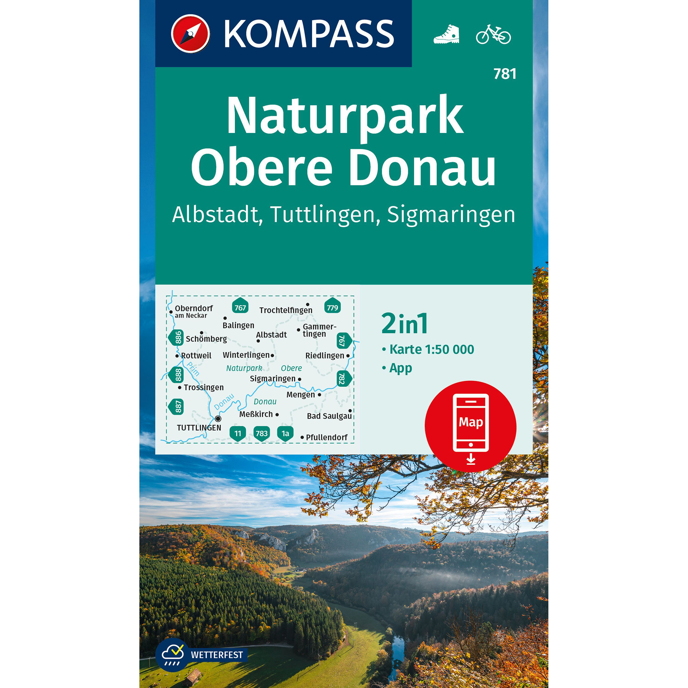 Kompass Verlag WK 781 Naturpark Obere Donau Topografische Karten 2. Aufl. 2023