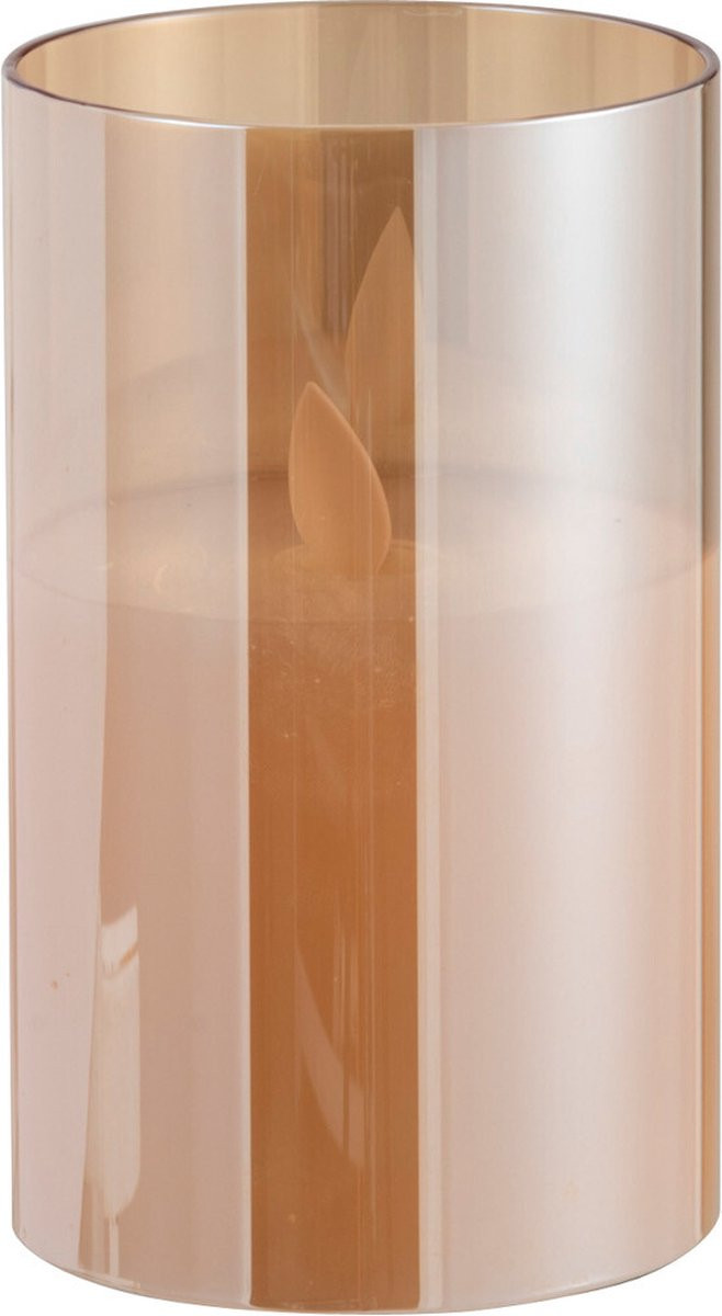 J-Line Blinkende lamp - Glas - Goud - Small - LED lichtjes