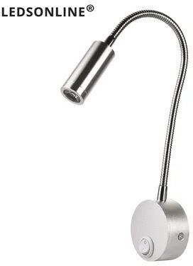 Inspire Essentials Adjustable Clamp Wall Lamp Flexible Gooseneck LED Bedside Reading Light silver No Plug natural White 4000k