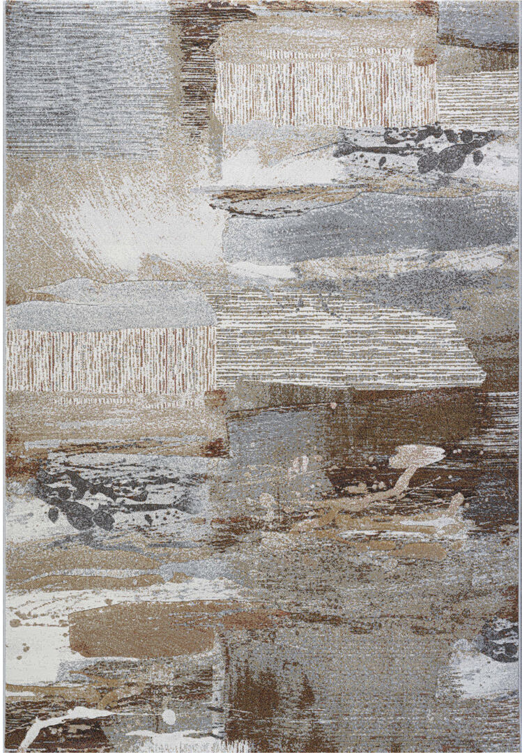 Borough Wharf Tarrant Rectangle Abstract Area Rug Brown Rectangle 80 x 150cm