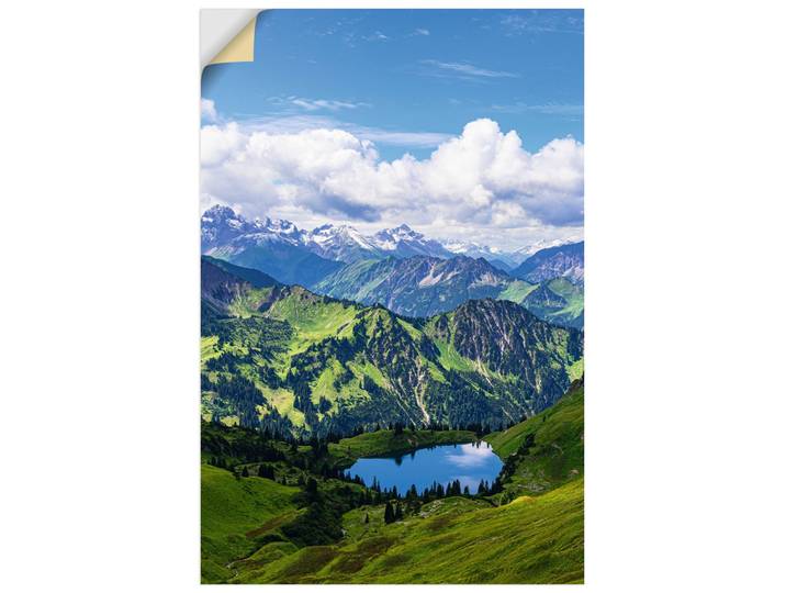 Wandbild ARTLAND Nebelhorn bei Obersdorf Alpen Seealpsee , grün (farbe bild(er): blau), B:20cm H:30cm, Bilder, Wandbild, als Alubild, Leinwandbild, Poster, Wandaufkleber in verschied. Grössen