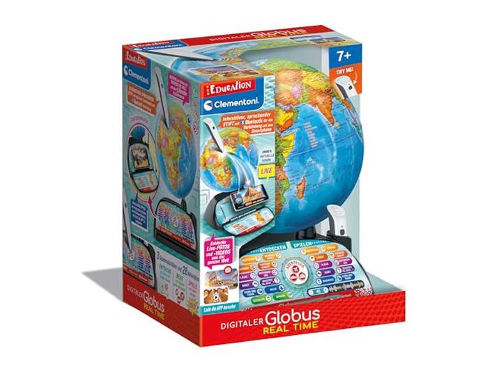Clementoni Digitaler Globus Real-Time - Kinderglobus für Kinder ab 7 Jahren