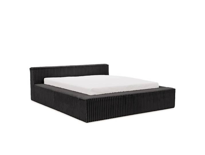 S-Style Polsterbett 160/200 cm Noord mit Bettkasten und Lattenrost Dunkelgrau Plüschcord, Kunststoff, Echtholz, Teilmassiv,Birke, Buche, 160x200 cm, Schlafzimmer, Betten, Polsterbetten