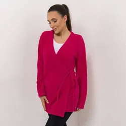 MONT CHALET Damen Wickel-Cardigan uni Angora-Fellimitat V-Ausschnitt