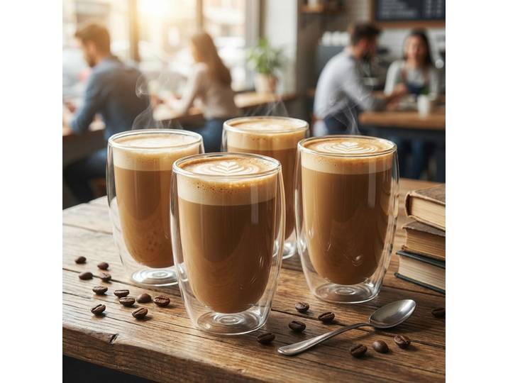 4er-Set Doppelwandiges Kaffee-Glas, 450 ml