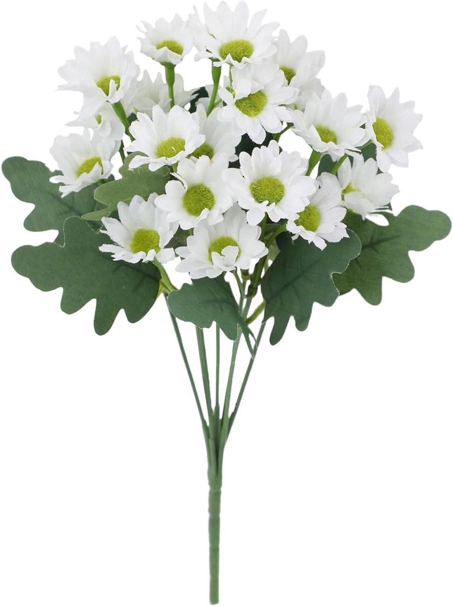 Nep Bloemen Kunstbloemen Chrysant Woondecoratie Wit 32 x 15 cm