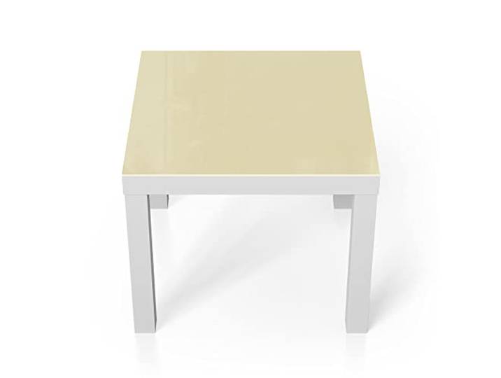 DEQORI Glastisch weiß klein 55x55 cm Unifarben - Beige ausgefallener Beistelltisch aus Glas Hochglanz Couchtisch fürs Wohnzimmer moderner Couch Tisch mit Design
