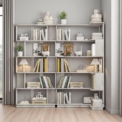 ZWYO HOSIMU "64.6"" H Set of 2 Corner & Extendable Bookshelf, Space-Saving Display Shelf, Freely Combinable Storage for Living Room Study"
