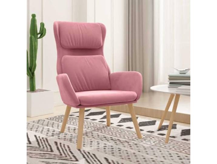 Relaxsessel, Velours, Rosa, mit Metallrahmen und Holzbeinen Gepolsterte Sitzfläche, bequeme Armlehnen, weicher Samt, Wohnzimmer, robust, stabil, modernes Design
