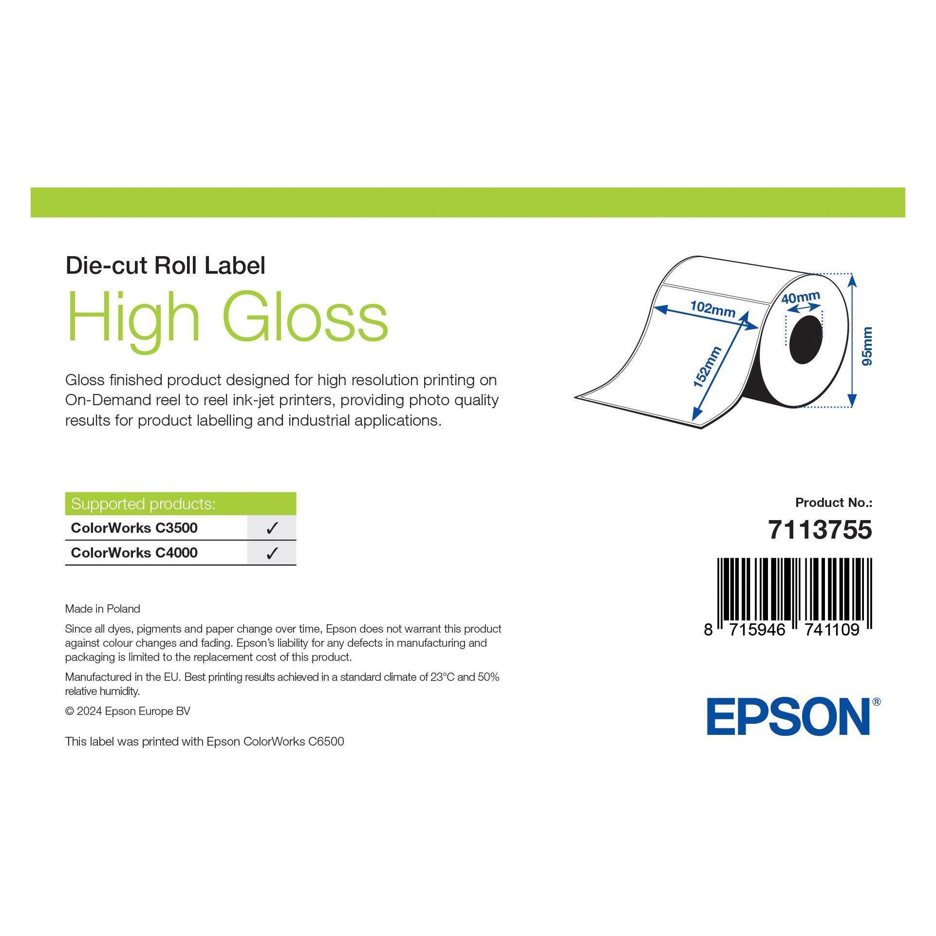 Epson High Gloss Label Die-Cut Roll (102 mm) (7113755)