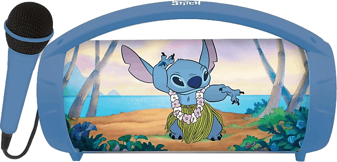 Altavoz inalámbrico - Lexibook BTP585DZ Stitch, Bluetooth, 3h Autonomía, Micrófono, Luminoso, Azul