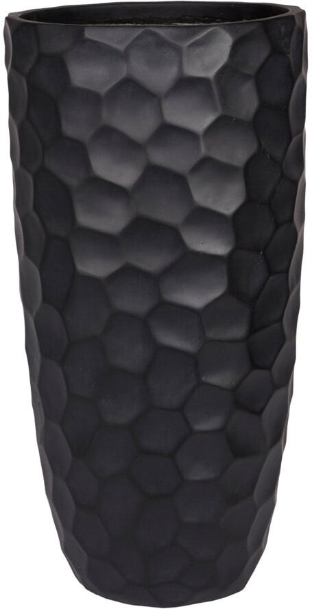 HORTICO Concrete Effect Tall Planter, Large Frostproof Outdoor Plant Pot, Tall Garden Planter with Drainage Holes, Black Vase Round Plant Pot with Mosaic Patt Black 77cm H x 41.5cm W x 41.5cm D