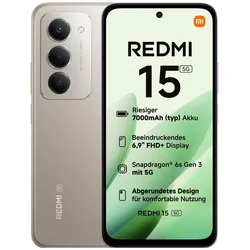 Xiaomi Redmi 15 5G (128 GB, Titan Gray, 6.90", Hybrid Dual SIM, 5G), Smartphone, Grau
