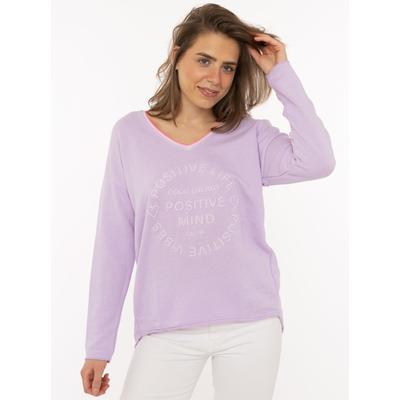 Zwillingsherz "„Positive Mind Neon Kante”", mit Kontrastnaht, V-Neck, washed out Optik, langarm