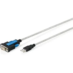 DIGITUS USB auf DB9 RS232 Kabel mit FT232RNL Chipsatz Transparenter PVC Mantel, 1.8 m