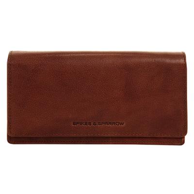 Geldbörse SPIKES & SPARROW "SPIKES & SPARROW Damen echt Leder", Damen, braun (cognac), Leder, glänzend, Kleinlederwaren, echt Leder