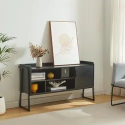 Fernsehschrank Storfjord 120x34x63 cm Schwarz [en.casa]