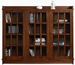 Crafters and Weavers Mission Oak 3 Door Display Bookcase