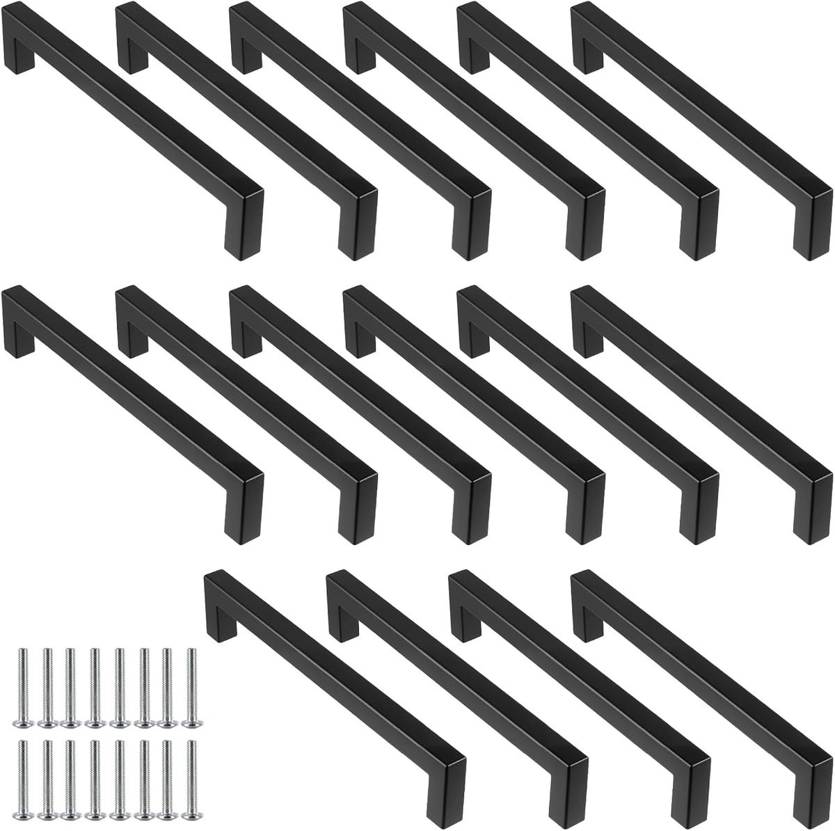 Set van 16 meubelknoppen 192mm - RVS mat zwart - Voor kasten en lades