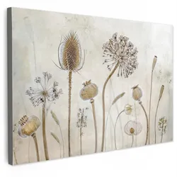 LEINWANDBILD Blumen - Aquarell - Stilleben - Braun - Vintage Gemälde 60x40 cm