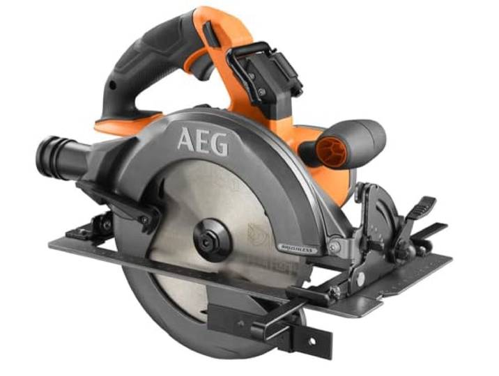AEG Scie Circulaire PRO18V Brushless 5400 tr/min BKS18BL2-0 (Sans batterie) Éclairage LED de la ligne de coupe\, sortie d'aspiration arrière\, semelle robuste\, bois de construction\, panneaux et OSB