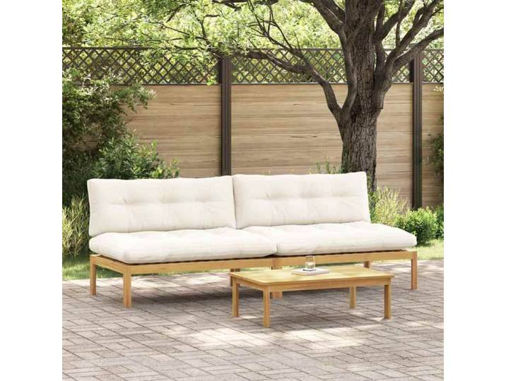 Unité de canapé du milieu Acacia Clair et Blanc Crème 3418152