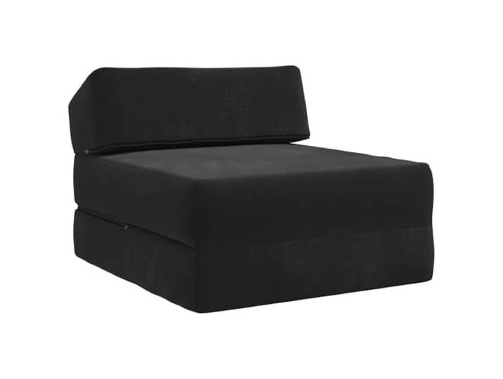 Coespram Klappsofa Bett Schwarz 60 x 70 x 41 cm Stoff Faltbar Kompakter Einzelsessel verwandelt sich rasch in eine Gästematratze für Wohnzimmer und kleine Räume.