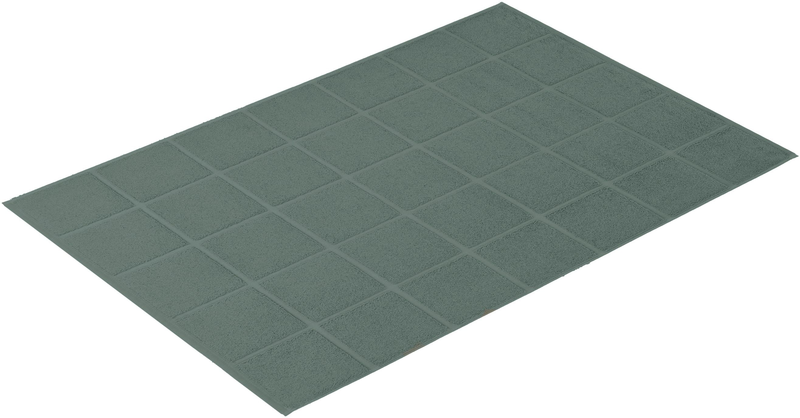 Badematte VOSSEN "»Pratos«", grün (sage), H:12mm, Baumwolle, Badematten, Badematte, Badteppich, Uni Farben, Rauten Design sage rechteckig (60cm x 90cm )