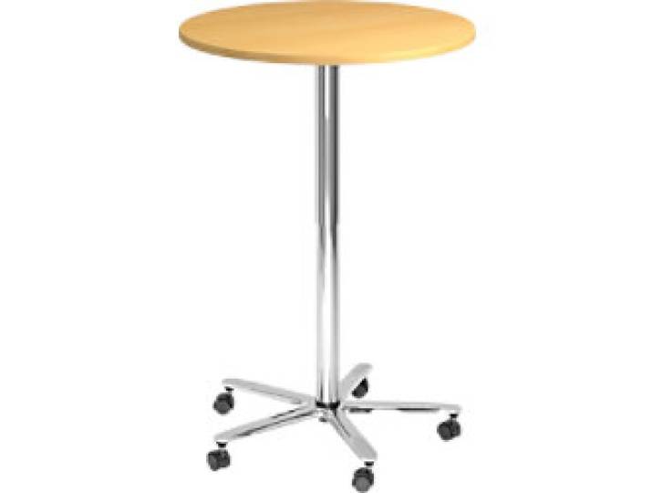 Hammerbacher VST Höhenverstellbar Stehtisch Buche Drehkreuz aus Metall 800 (B) x 800 (T) x 1.140 (H) mm Spanplatte, Kunststoff, Aluminium
