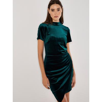 Minikleid APRICOT "Minikleid aus Samt", Damen, Gr. S (36), N-Gr, grün, Obermaterial: 93% Polyester PES. 7% Elasthan EL., unifarben, Kleider Minikleid, mit Rüschen