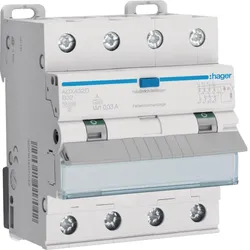 Hager ADX432D Fehlerstrom-Leitungsschutzschalter 4P 10kA B-32A 30mA Typ A