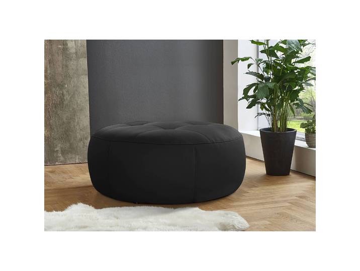 Repose-pieds capitonné Monteux 104 x 104cm Noir Cuir Pua: Noir