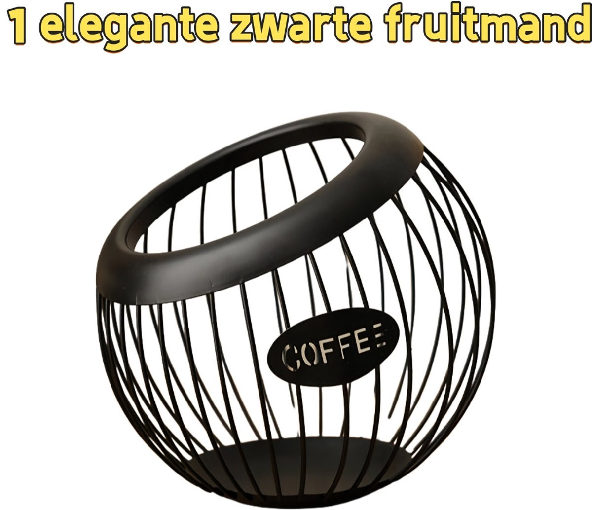 Elegante zwarte fruitmand en opbergmand voor koffiecapsules