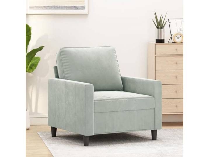 Fauteuil gris clair 60 cm velours fauteuil moelleux teinte douce salon design confortable chic