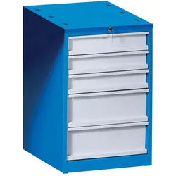Schubladen-Werkzeugkasten für Werkbank GD, 5 Schubladen, 510 x 592 x 810 mm, blau / grau