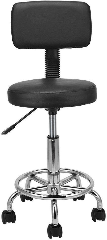 Blue Elephant Backed Adjustable Height Ergonomic Lab Stool with Removable Casters/Wheels Black 95cm H X 35cm W X 35cm D