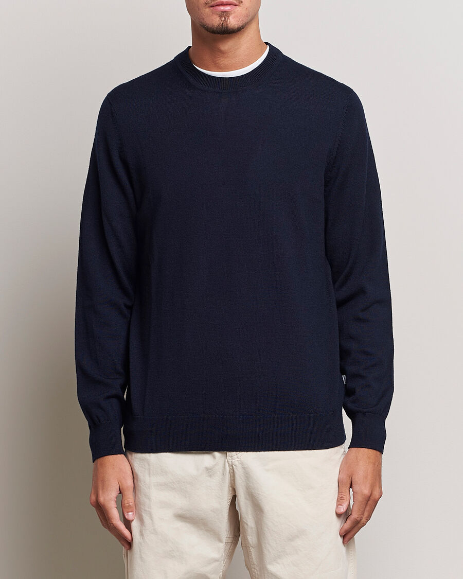 NN07 Ted Merino Crew Neck Pullover Navy Blue men L Blå