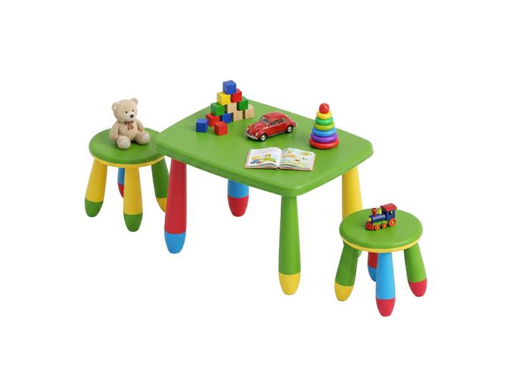 Relaxdays Kindersitzgruppe Bunt 3-tlg. Kunststoff, Mehrfarbig, 72.5x47x55 cm, Baby- und Kindermöbel, Kinderzimmer & Jugendzimmer, Kindersitzgruppe