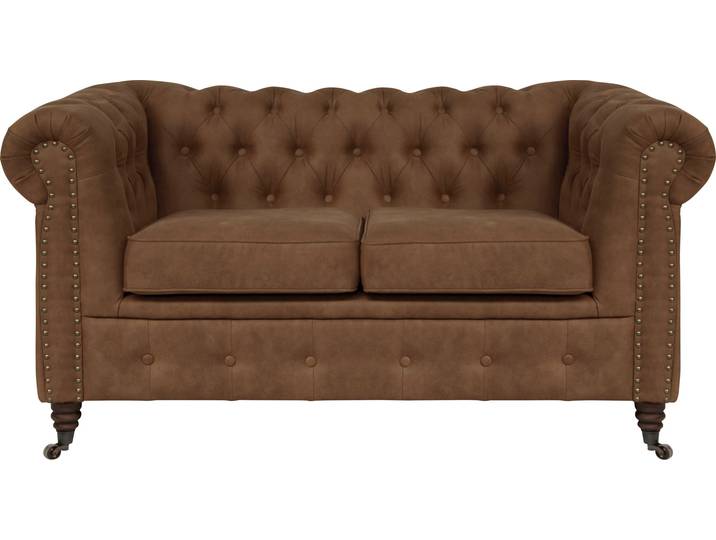 Chesterfield-Sofa HOME AFFAIRE Aarburg , braun (cognac), B:148cm H:77cm T:87cm, 100% Polyester, Sofas, aufwändige Knopfheftung und Ziernägel im Chesterfield-Design