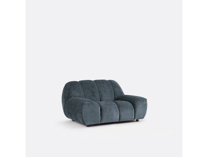 LA REDOUTE Fauteuil XL, velours épais, Nuria 1 Place Bleu