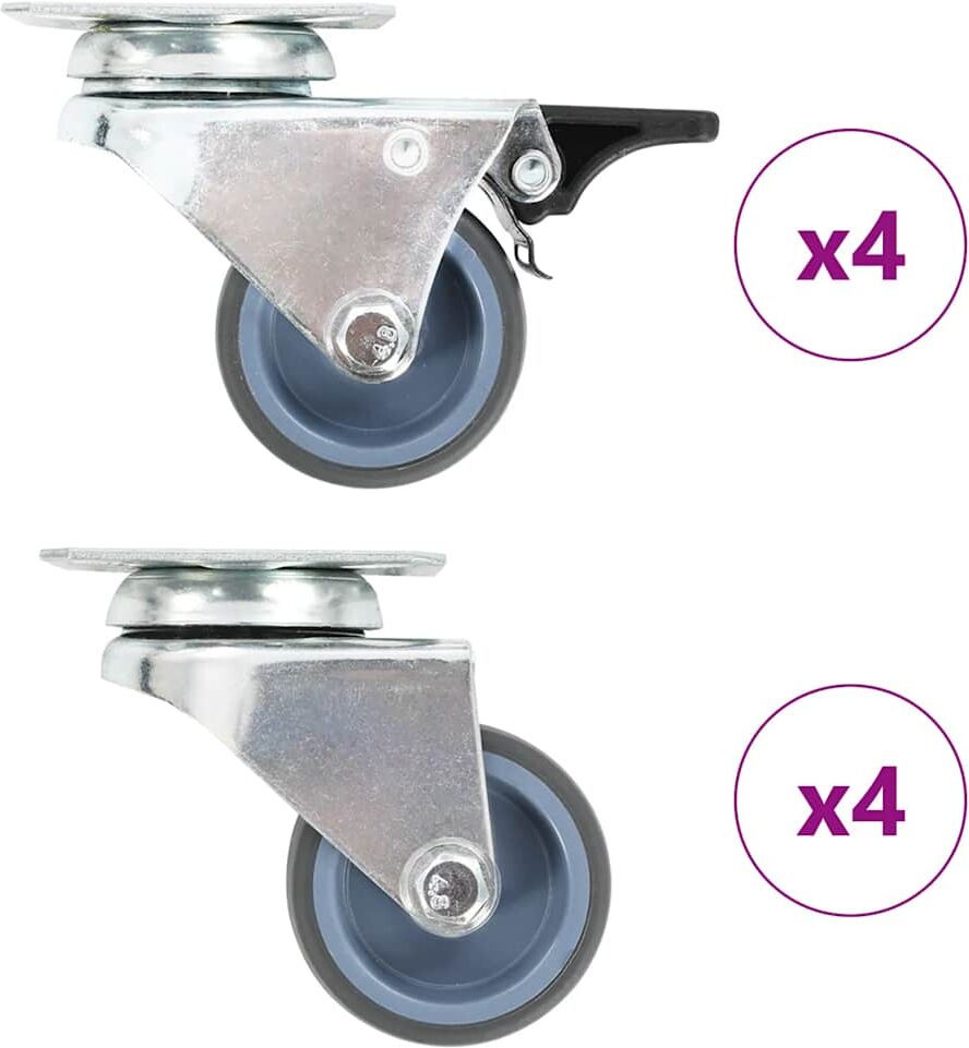 vidaXL 8 pcs Roulettes pivotantes doubles 50 mm