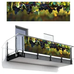 BALKON-SICHTSCHUTZ Trauben - Wein - Natur - Grün Windschutz 300x90 cm
