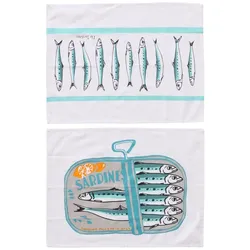 Geschirrtuch-Set SARDINE (BHT 50x0,50x70 cm) - bunt - BHT 50x0,50x70 cm